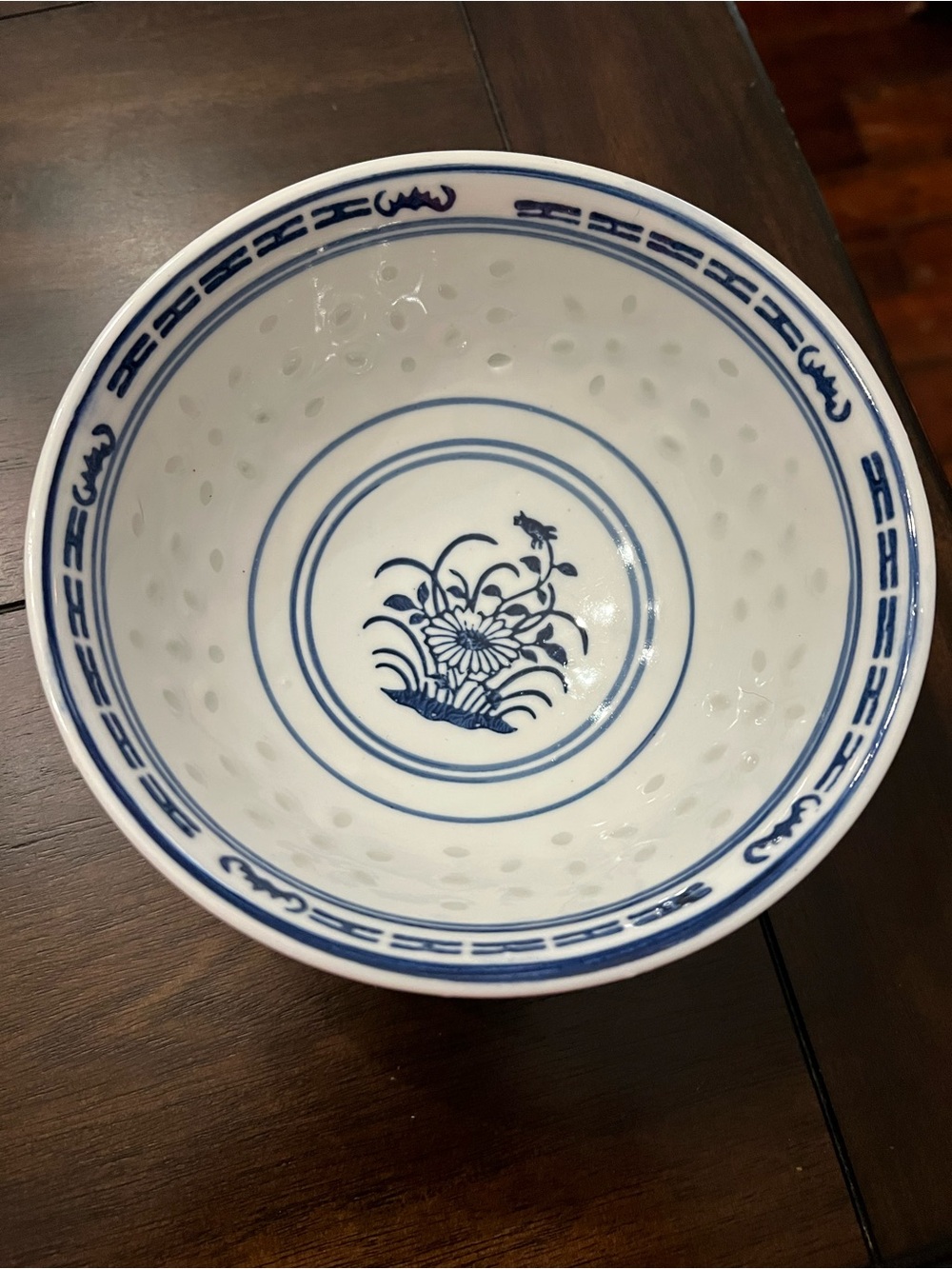 Blue and White Floral Porcelain Bowl